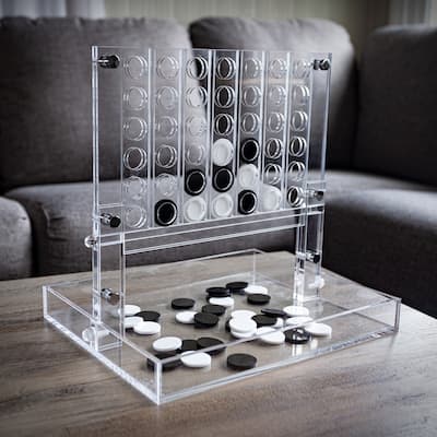 Acrylic 4 in a Row Game – Fun Strategy Game and Tabletop Decoration by Trademark Games (Black and White)