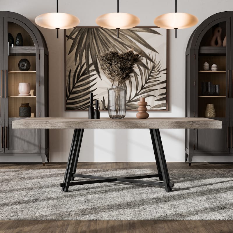 Furniture of America Evrena Modern 7-Piece Black Solid Wood Dining Set