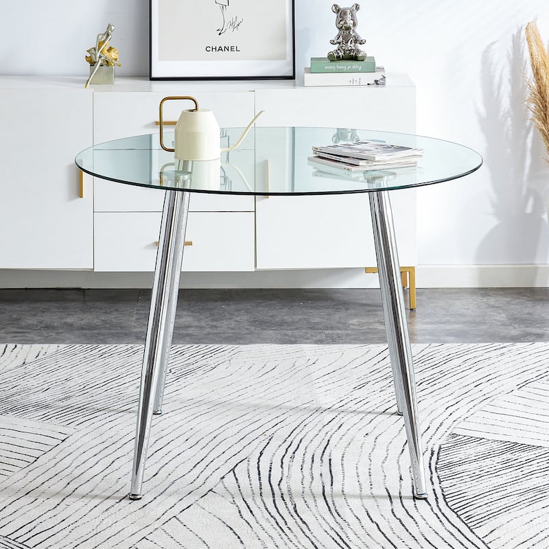 Dining Table With A Diameter Of 40 Inches, A 0.3 Inch Thick Imitation Marble Pattern Tabletop And Metal Legs 40 '* 40' * 30 '