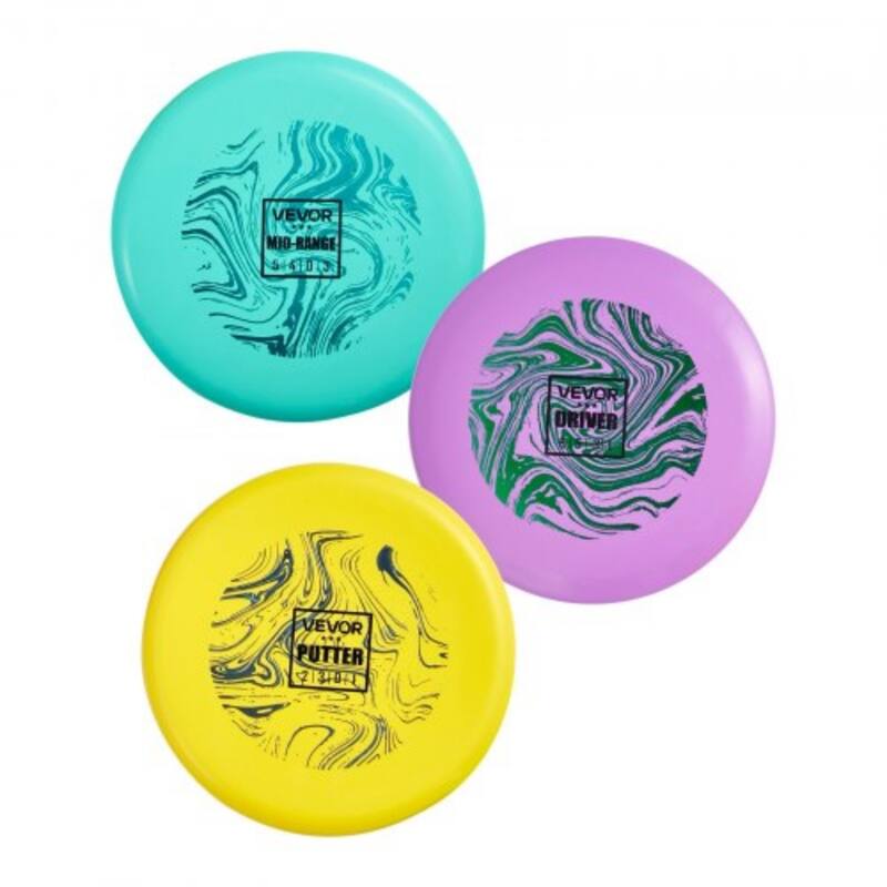 3-Piece TPE Outdoor Disc Golf Set for Accurate Throws and Skill Development Fun Backyard Game - 8.42 x 0.7 in