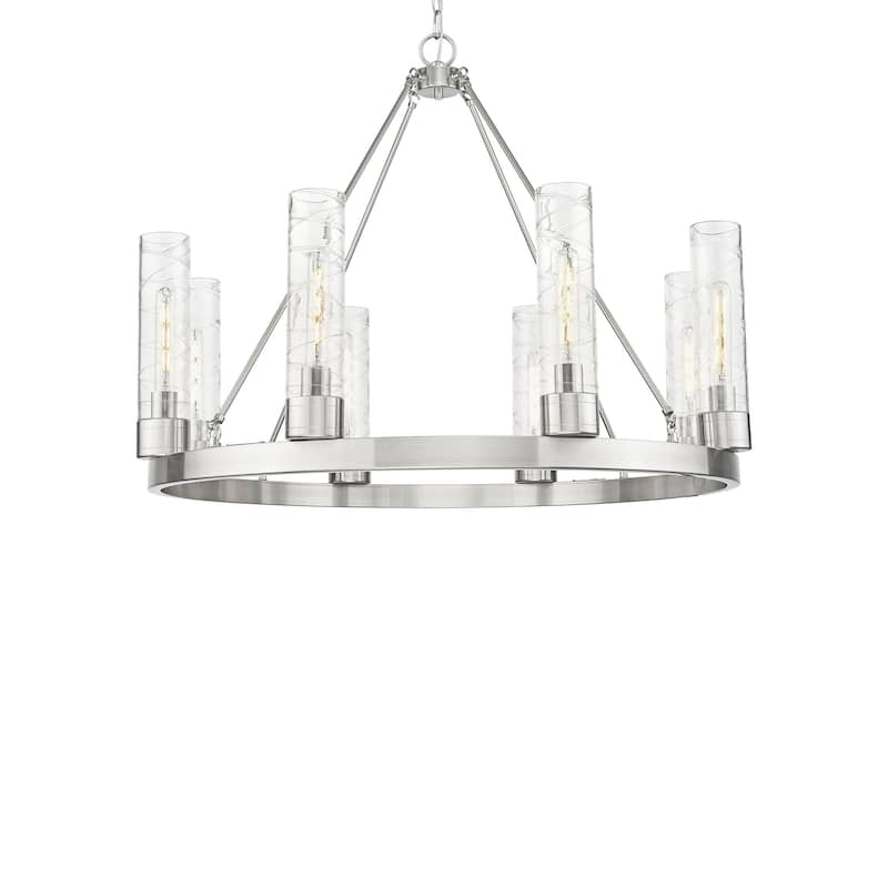 Innovations Lighting 617-8CR-28-36 Boreas Chandelier Boreas 8 Light - Satin Nickel / Deco Swirl