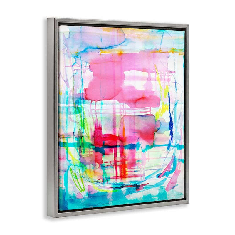 Stupell Vivid Watercolor Abstraction Framed Floater Canvas Wall Art Design By Gemma Bardot