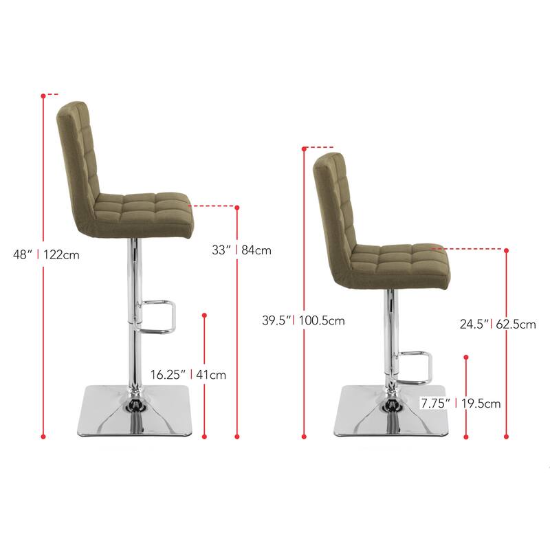 Set of 2 Gas Lift Upholstered Adjustable Barstool