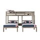 preview thumbnail 4 of 3, Wooden Triple Twin Bed with USB Port in Warm Gray - Warm Gray
