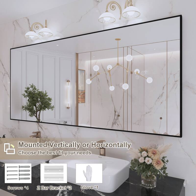 QuivaraView Wall Mounted Aluminum Frame Bathroom Vanity Mirror
