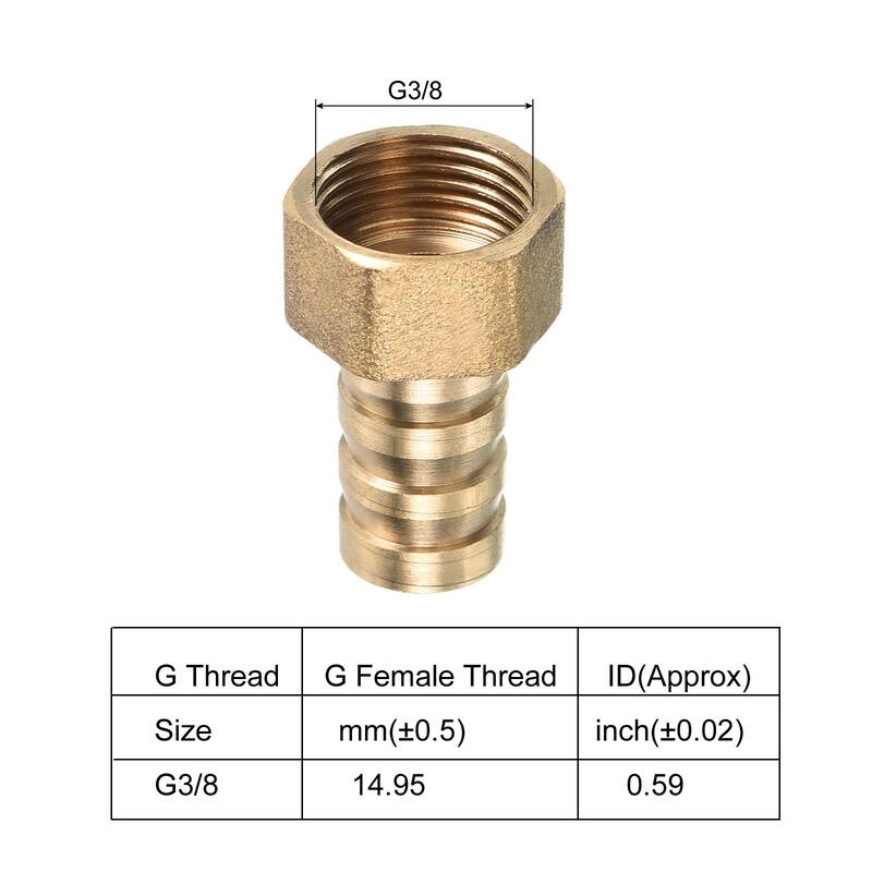 Hose Barb Fitting Straight 12mm Barbed G3/8 Female Thread, 4 Pack Brass, Yellow - Gold