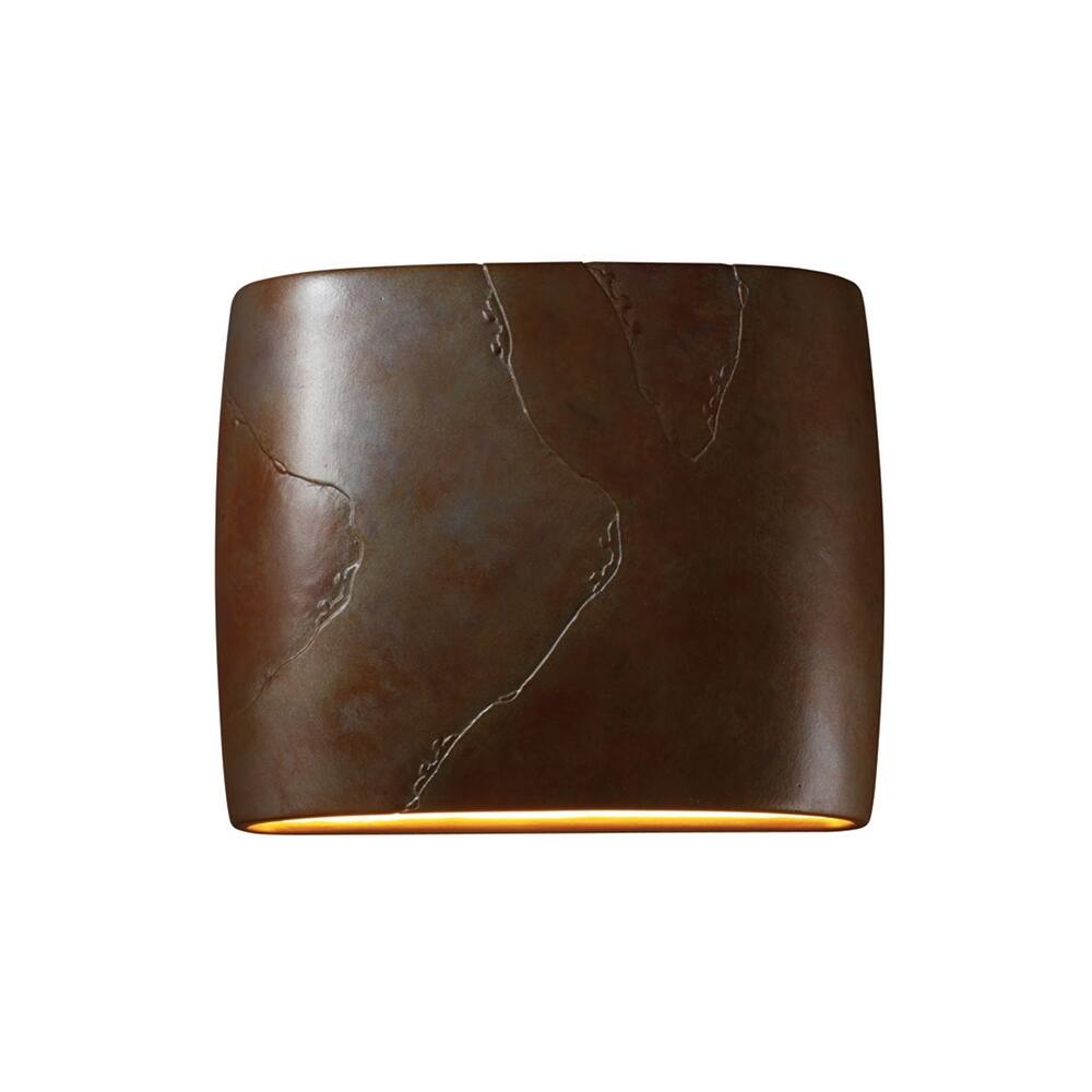 Justice Design Group Ambiance ADA Outdoor Ceramic Wide Oval Wall Sconce with Open Top & Bottom