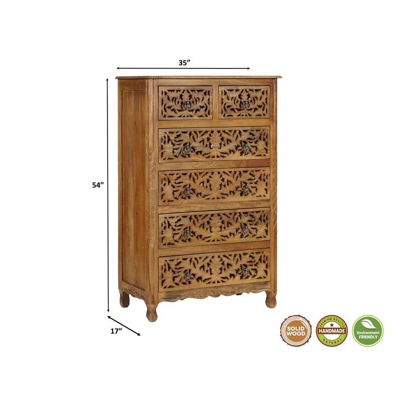 Florence Solid Wood 6-Drawer Tall Chest Vertical Storage Assembled