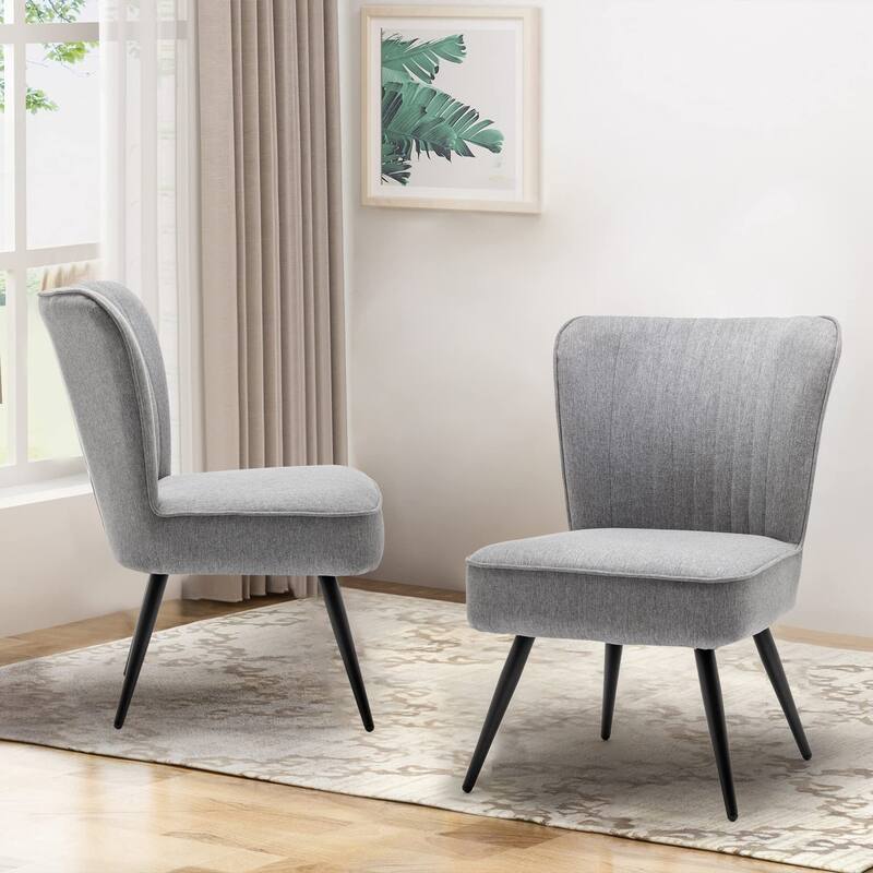 Armless Accent Chair Set of 2 , Living Room Chairs modern accent chairs for bedroom