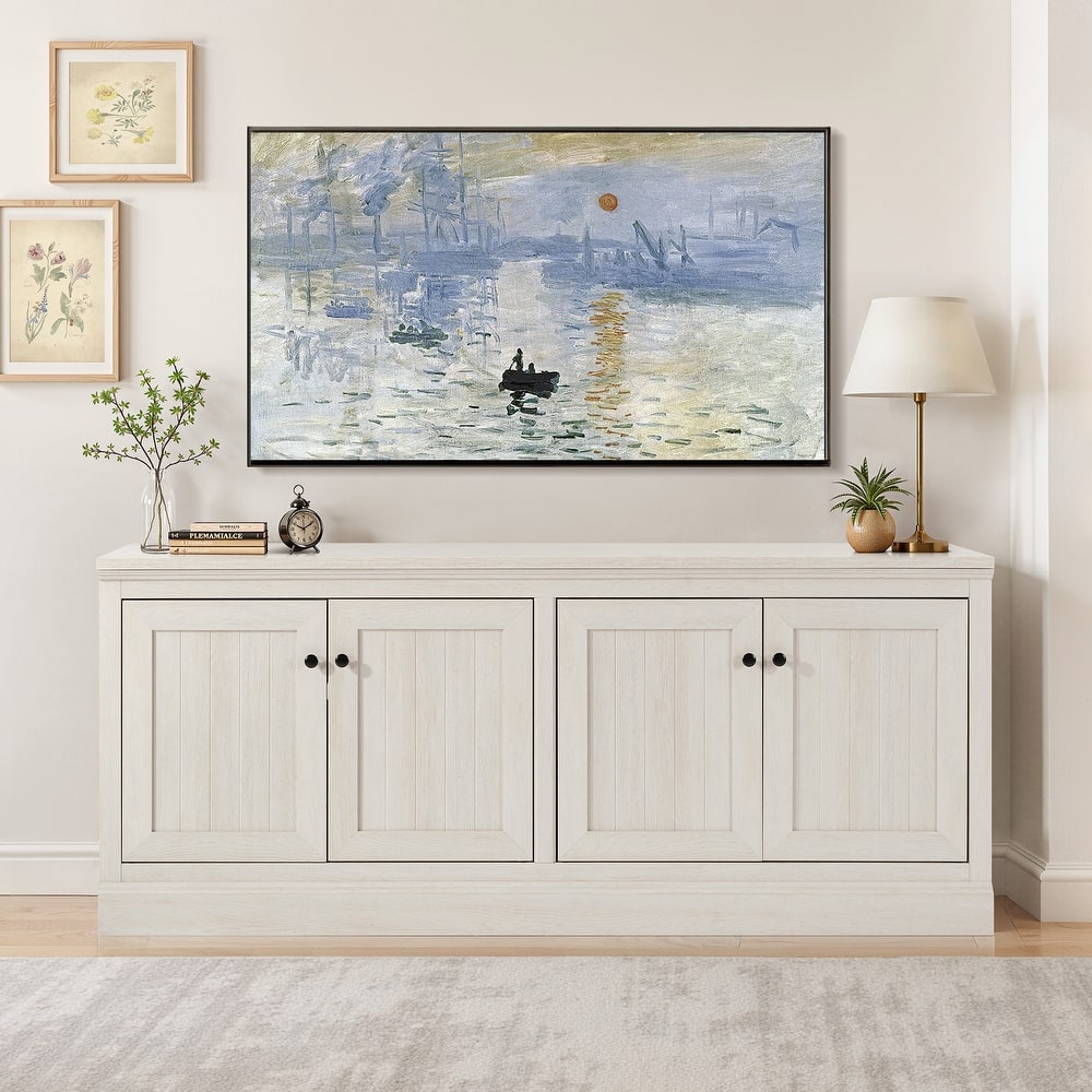 72 Inch Sideboard with Storage Cabinets, Minimalist TV Stand for Living Room, Entryway & Pantry, Dark Walnut