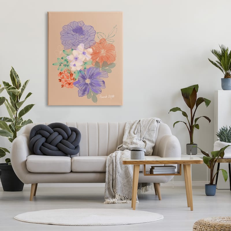Stupell Purple & Orange Flowers Canvas Wall Art Design by Hannah Byatt