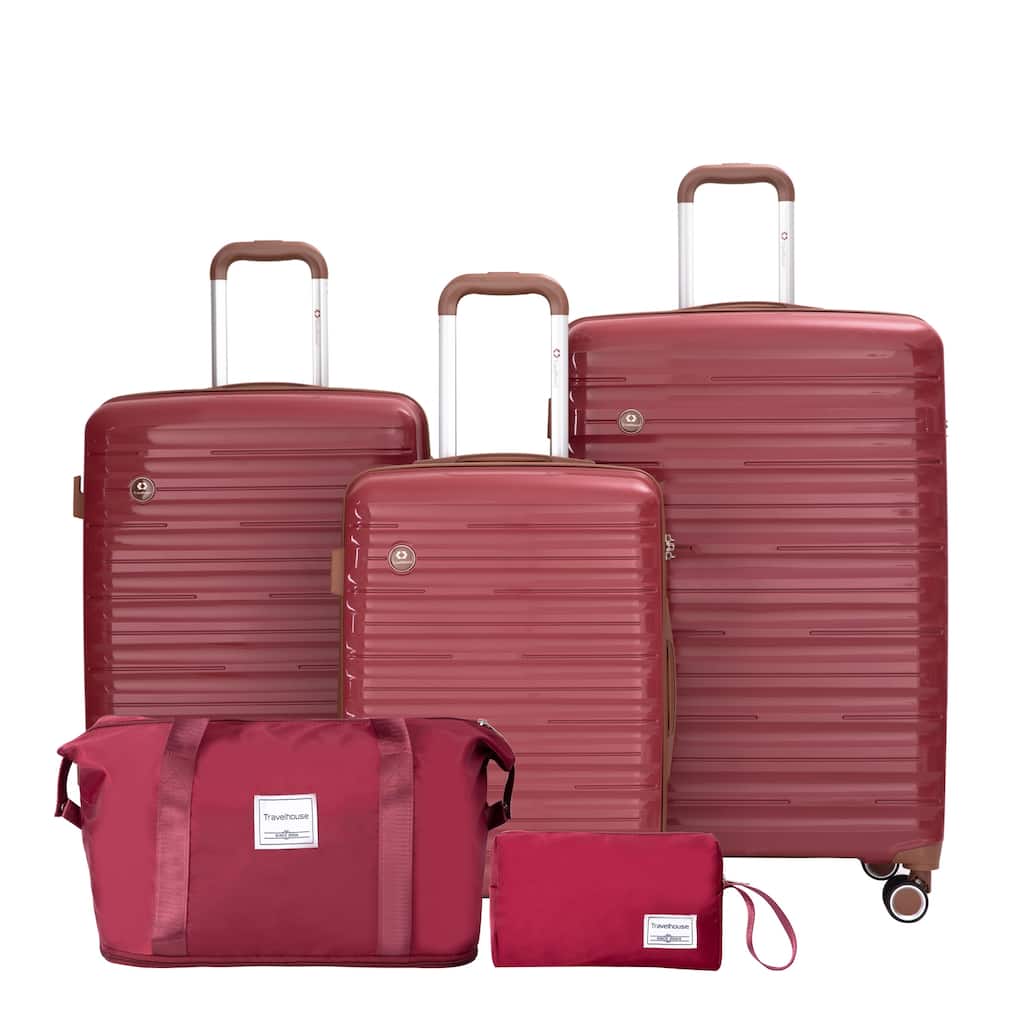 5-Piece Set (20"24"28 +a travel bag and a toiletry bag) ,PP Hardshell Carry on Luggage Set