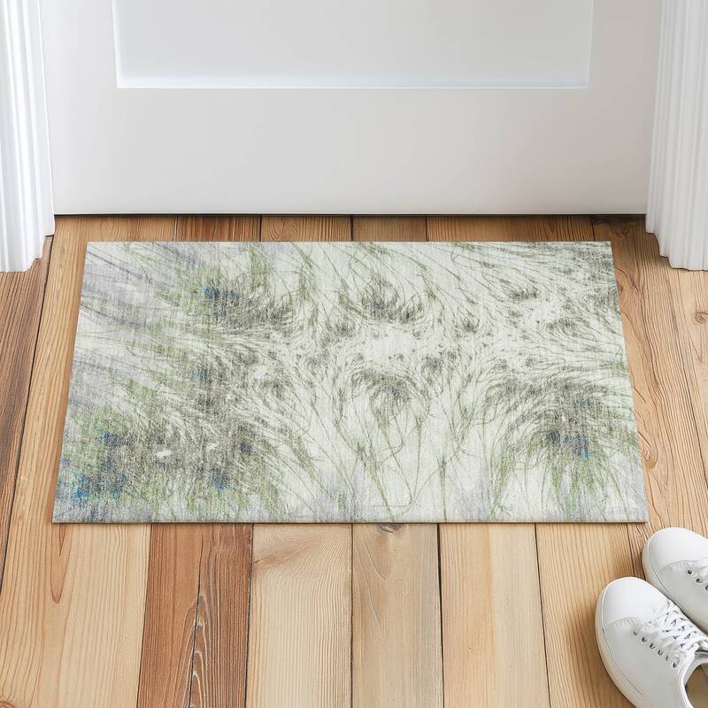 Machine Washable Indoor/ Outdoor Modern Cheraw Chantille Rug