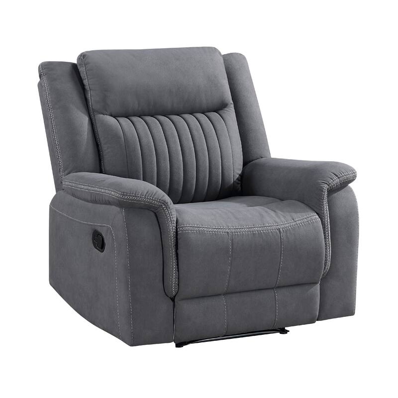 Lenny Manual Reclining Chair, Gray Microfiber, Foam Cushioning
