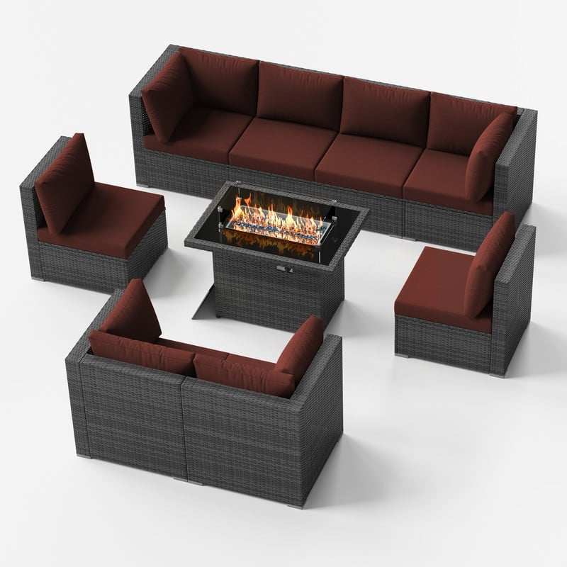 FINCATI Outdoor High-back Wicker Patio Sectional Set, 500 lbs Luxury Oversized Conversation Set, Spacious Couch Set