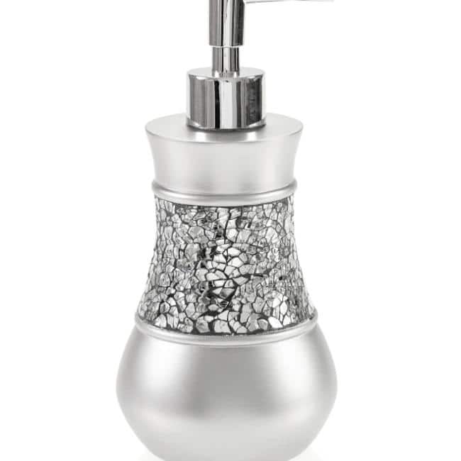 Creative Scents Crackled Glass Silver Hand Soap Dispenser