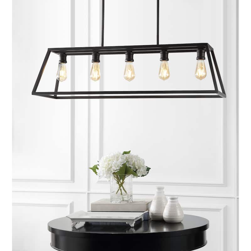 Staunton 38" 5-Light Adjustable Iron Farmhouse Vintage LED Dimmable Pendant, by JONATHAN Y