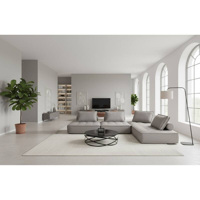 Nolden Modern Grey Fabric Modular 4-Piece Sectional Sofa
