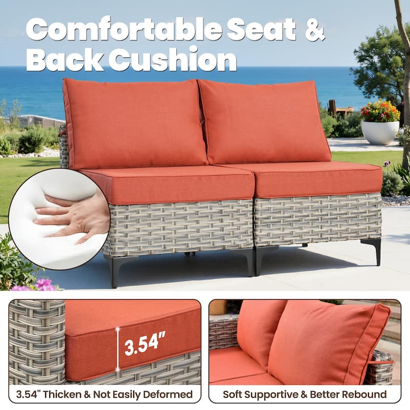 HOOOWOOO 11-piece Outdoor Patio Sofa Wicker Furniture Swivel Chair Set with 54" Fire Pit Table