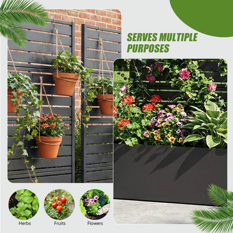 Metal Planter Box with Trellis Privacy Screen Planter Box Set of 2