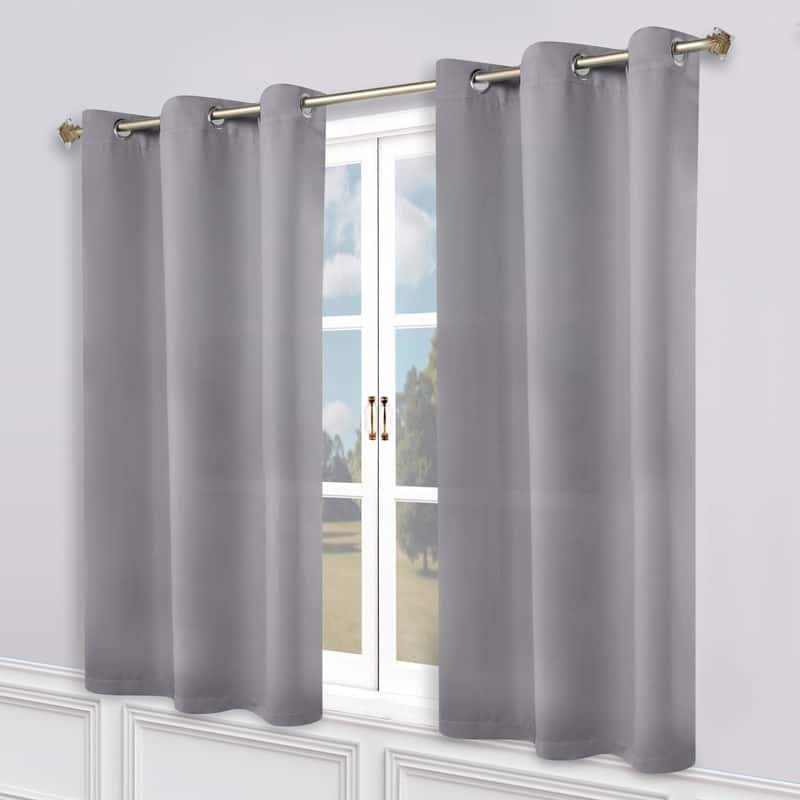 Superior Modern Solid Washable Room Darkening Curtains, Set of 2 Panels - 2PC- 52" x 63" - Silver