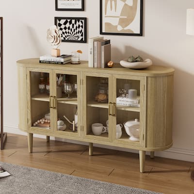 Elegant Farmhouse Sideboard with Glass Doors & Adjustable Shelves by Harper&Bright Designs