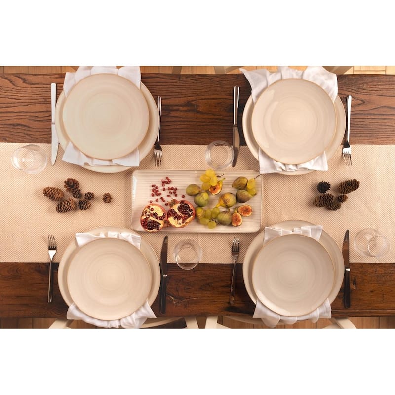 Euro Ceramica Neree 20 Piece Modern Farmhouse Style Dinnerware Set - Ivory