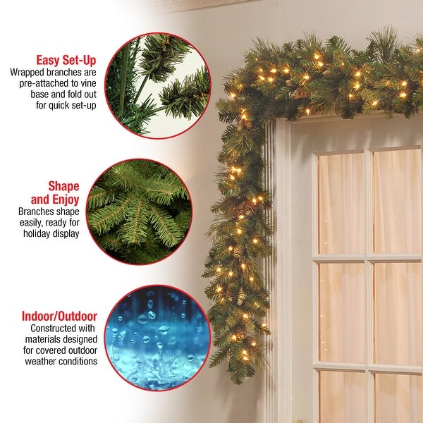 National Tree Company 9 ft. Carolina Pine Garland with Clear Lights