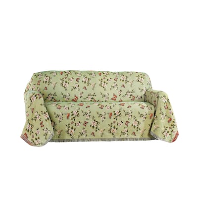 Botanical Butterfly Fringe Border Furniture Throw