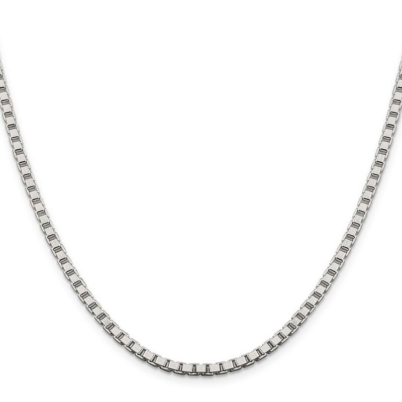 Curata 925 Sterling Silver 3.25mm Box Chain Necklace for Men Options: 18 20 22 24 30