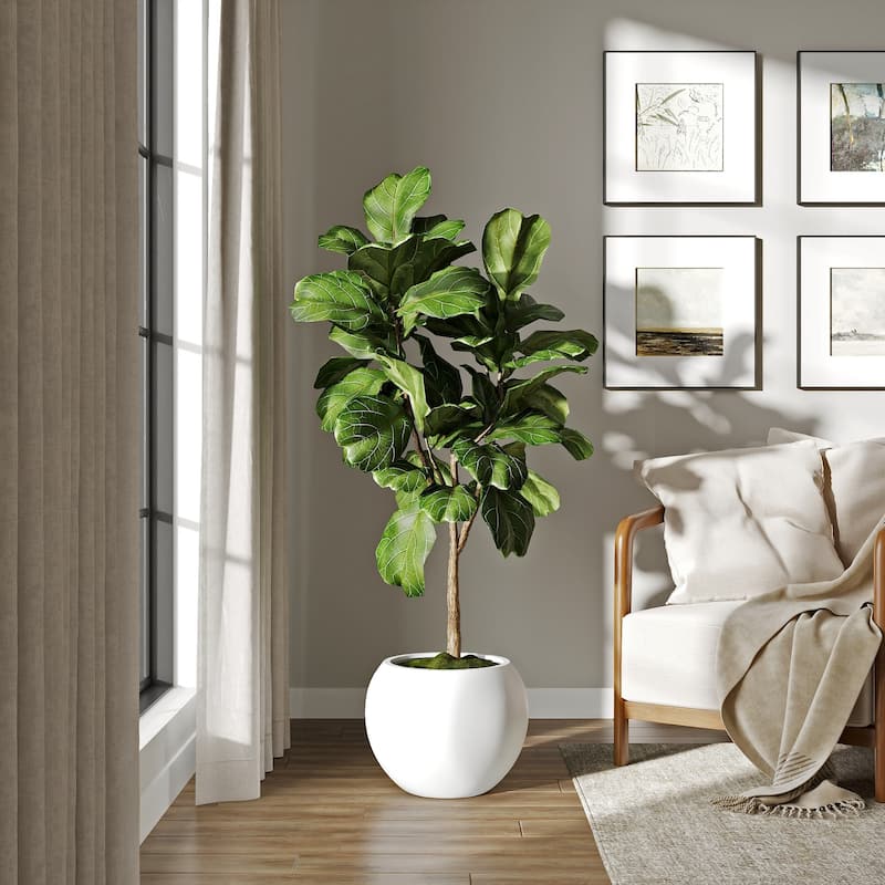 DTY Signature Mount Sherman 1-Piece Fiberstone Planter for Indoor/Outdoor