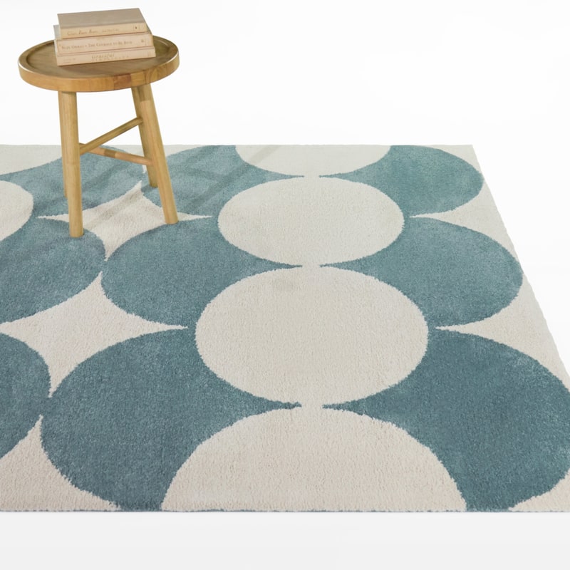 Leto Retro Geometric Area Rug - Light Blue - 7'10" x 10'