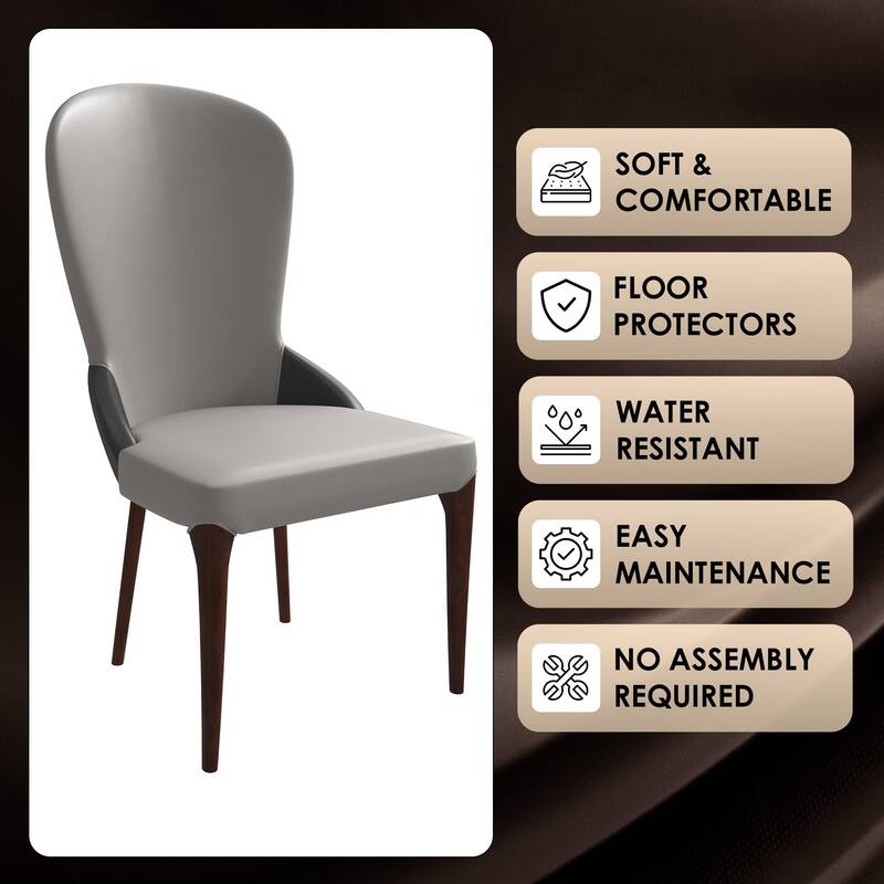 Havana Leather Upholstered Solid Wood Dining Chair Two-Tone Color Design