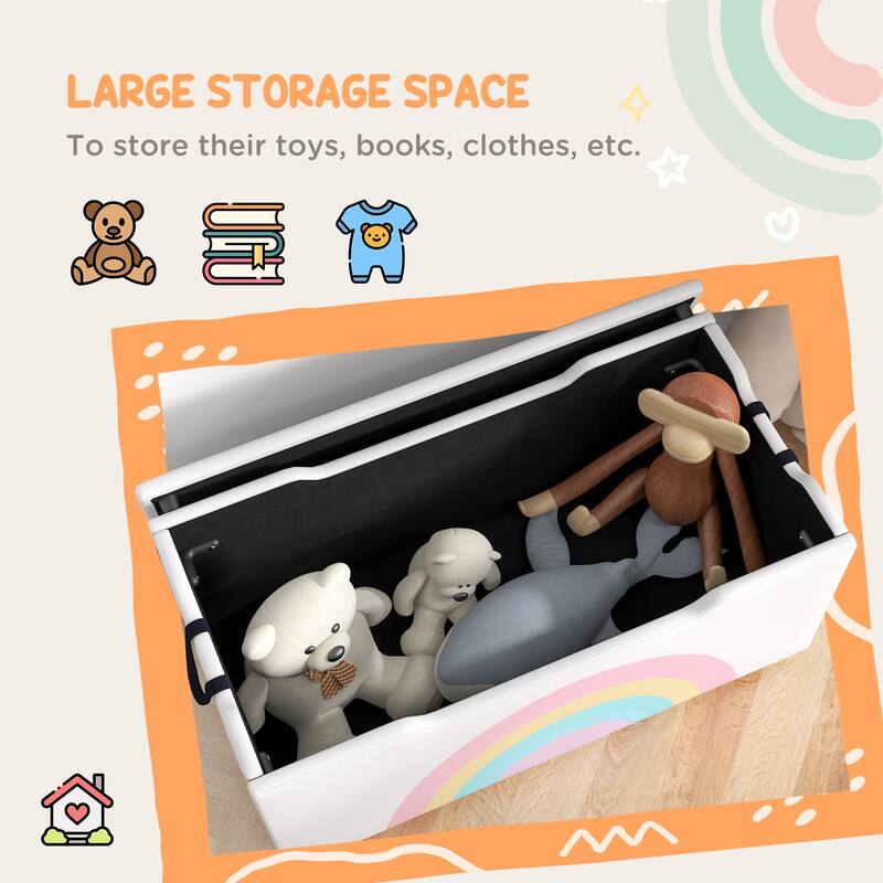 Qaba Toy Box Chest, Lightweight Toy Organizer with Storage, White