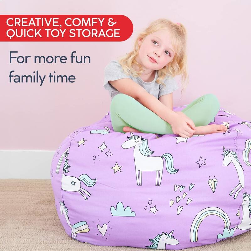 Stuff 'n Sit Large 33'' Bean Bag Storage Cover for Stuffed Animals & Toys, Giant Beanbag Chair for Plush