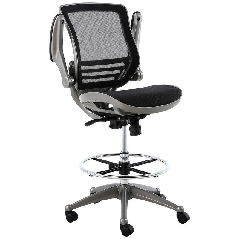 Heavy Duty Mesh Drafting Chair with Gunmetal Frame, Breathable Seat, Adjustable Height and Rolling Base