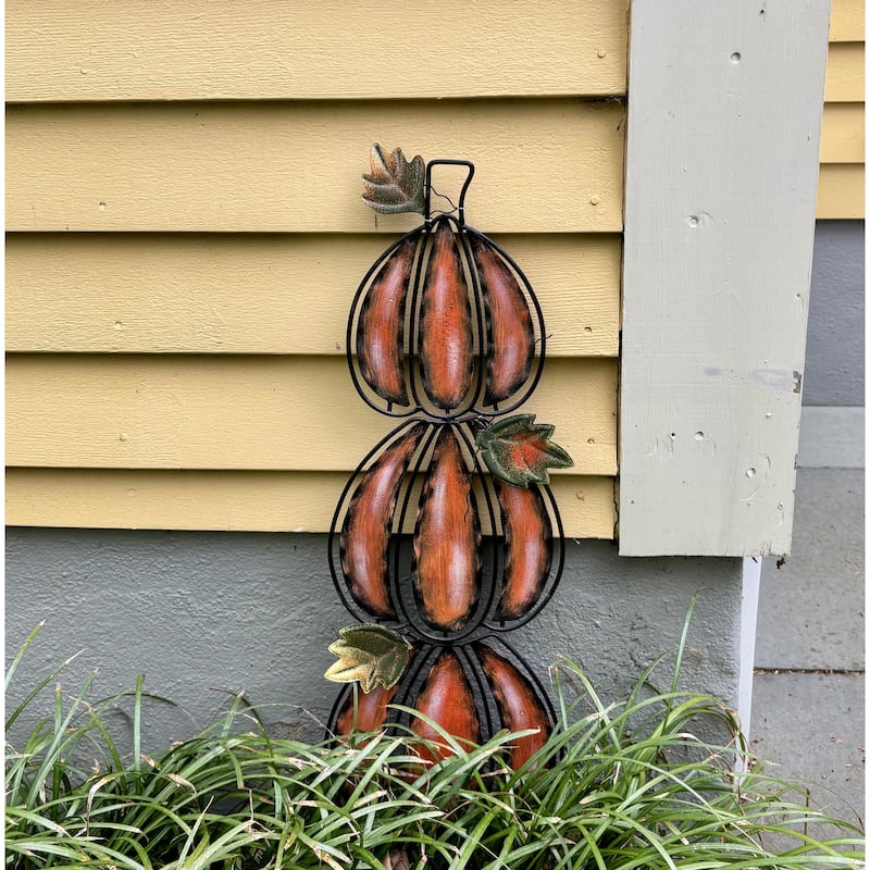 30" Metal Stacked Pumpkin Stake