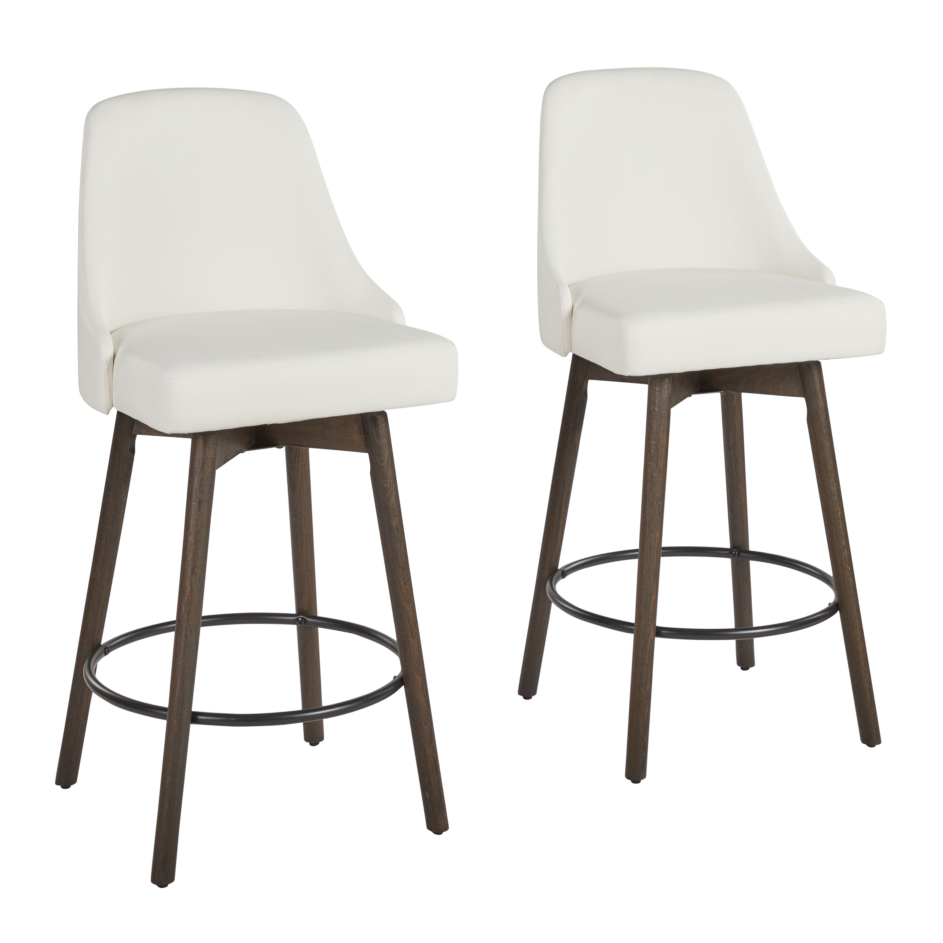 Option White Faux Leather/Glazed Walnut