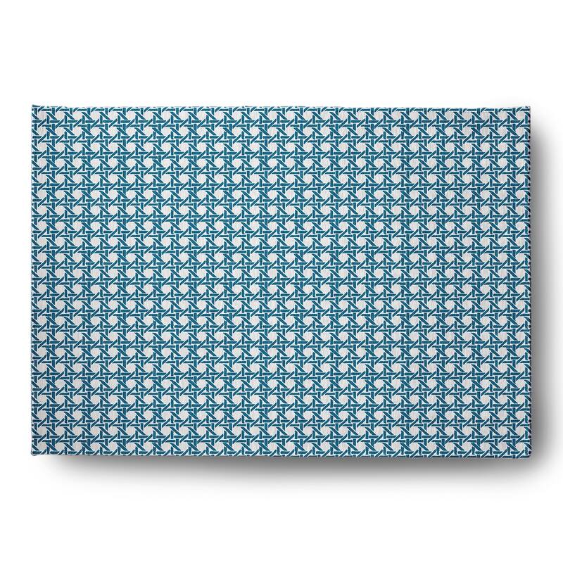 Rattan Geometric Rug - Unreal Teal - 4' x 6'