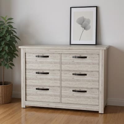 HomeRoots 47" Gray Wood Six Drawer Double Dresser