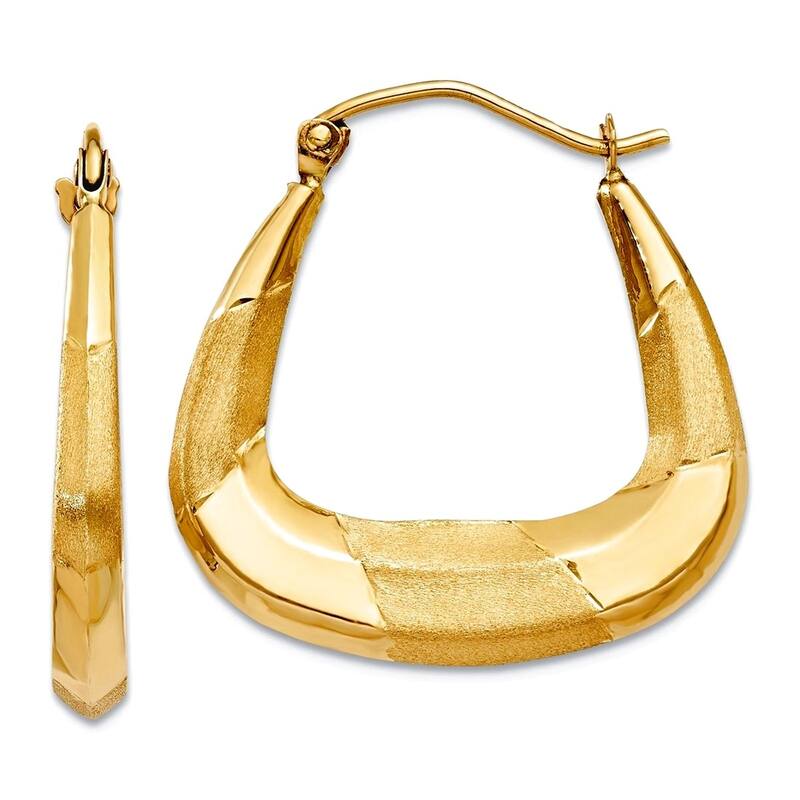 Curata 14k Yellow or White Gold 23x5mm Satin Polished Rectangular Hoop Earrings - Yellow Gold