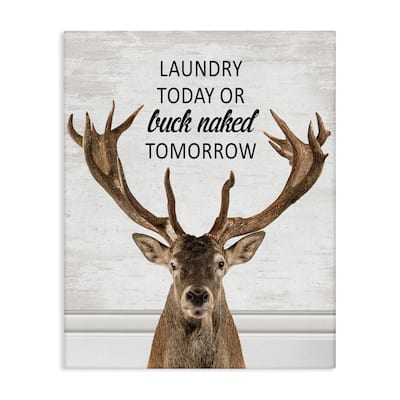 Stupell Laundry or Buck Naked Tomorrow Canvas Wall Art Design By Lettered and Lined