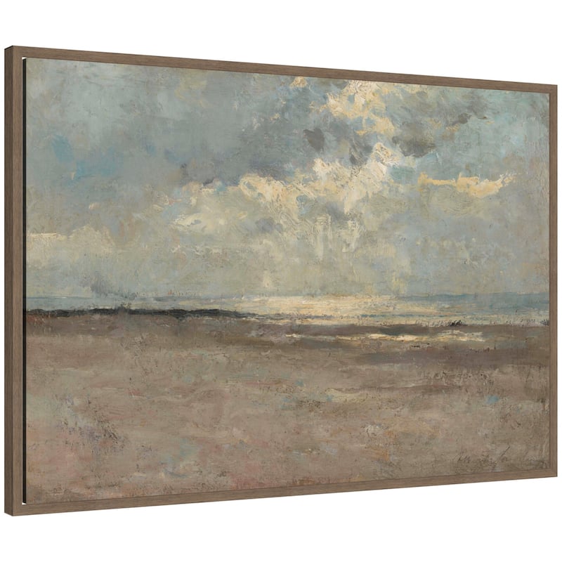 Kate and Laurel Reflections on the Sea by ALbert Baertsoen by Nostalgia Prints Framed Canvas Wall Art Print - 33 x 23