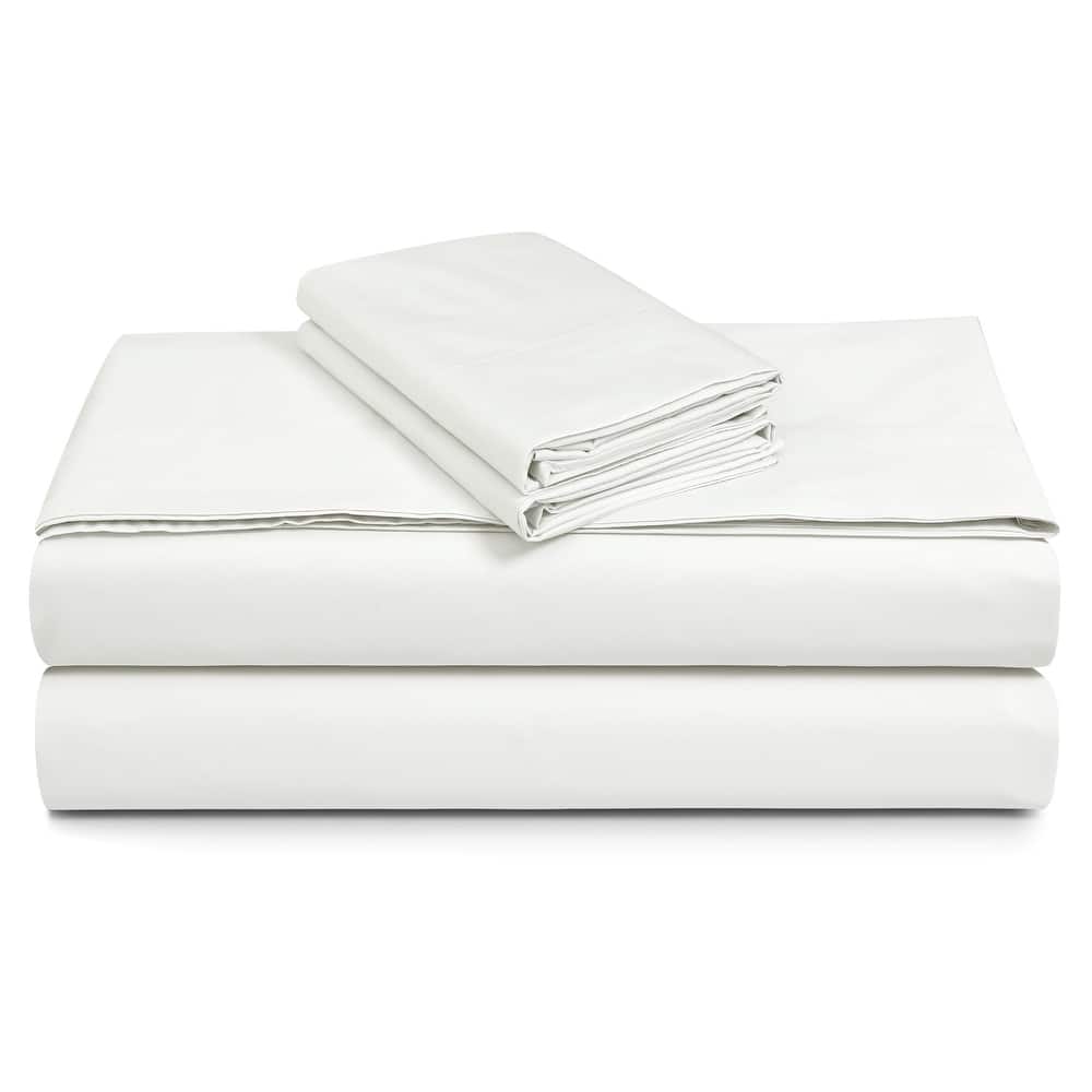 Solid or Printed 300 Thread Count Cotton Percale Extra Deep Pocket Sheet Set
