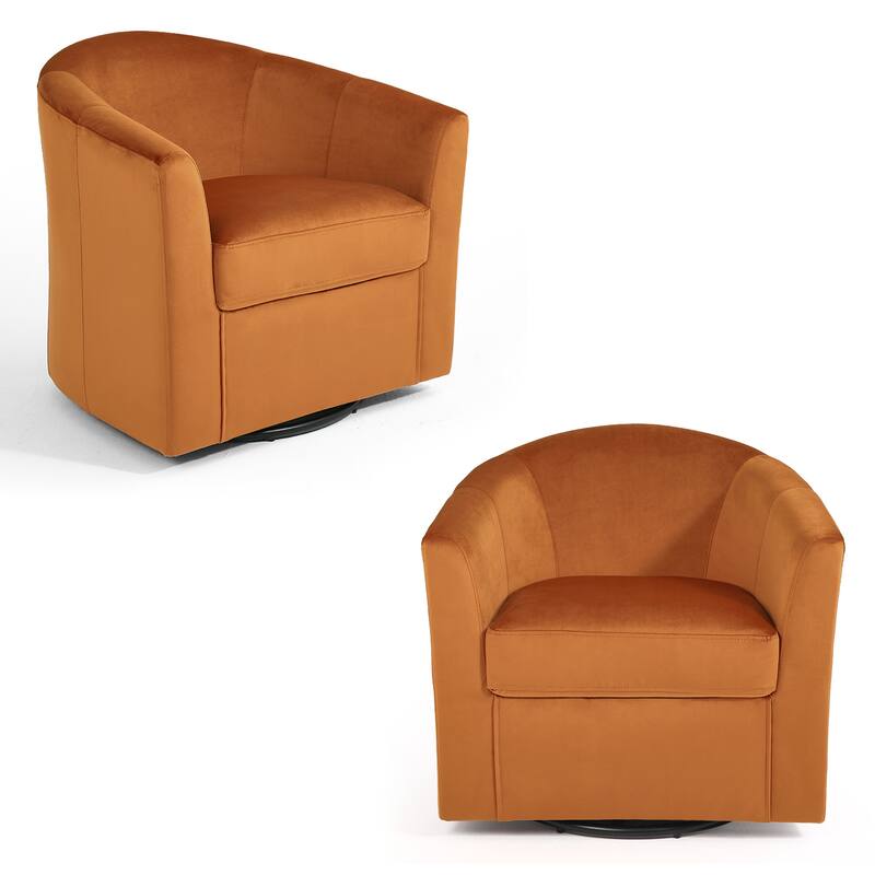 2 Set Modern Upholstered Swivel Barrel Chair Living Room Accent Chair