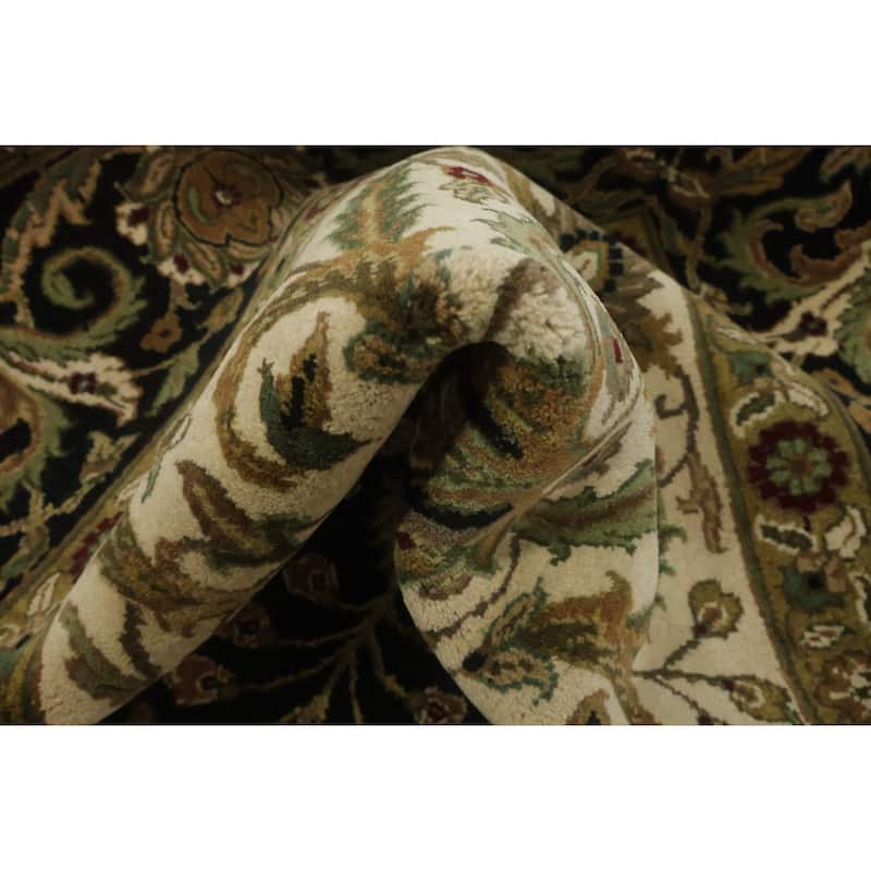 Hand Knotted Oriental 100% Wool Carpet Traditional Floral Black Agra Area Rug - 11' 11'' X 9' 2''