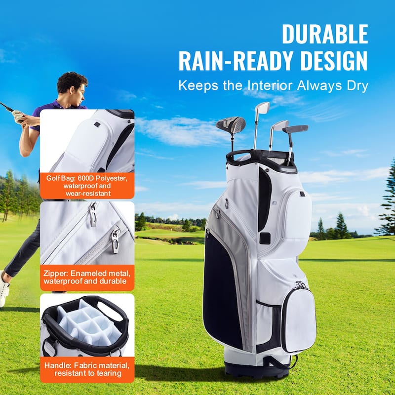 Golf Cart Bag with 14 Way Organizer Divider Top, Durable Golf Bags with Handles & Dust Cover & Detachable Straps for Men & Women