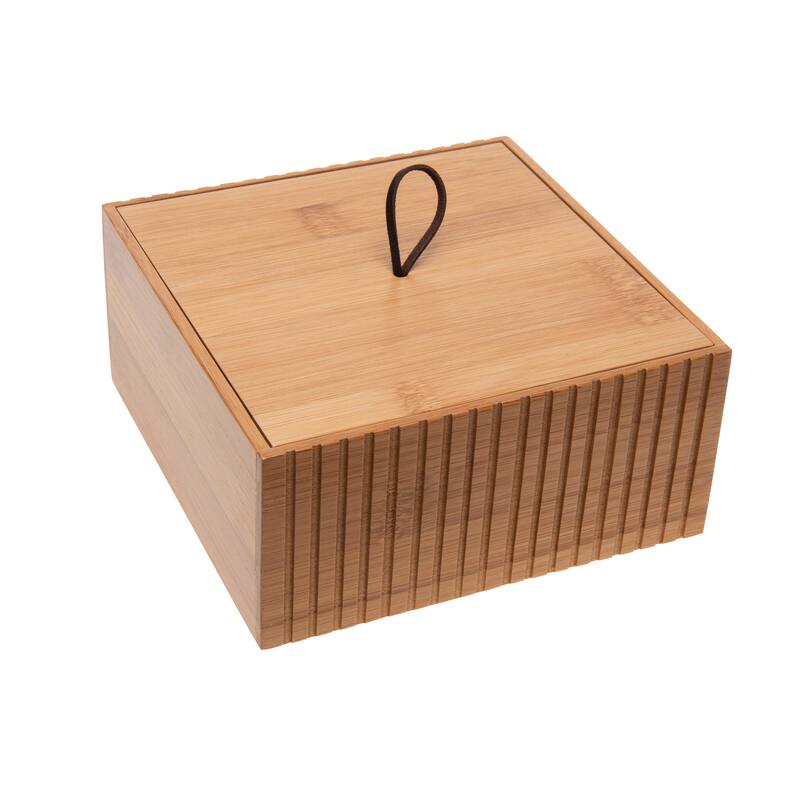 Bath Bliss Large Square Bamboo Storage Jar - Natural - 5.91 x 5.91 x 2.76