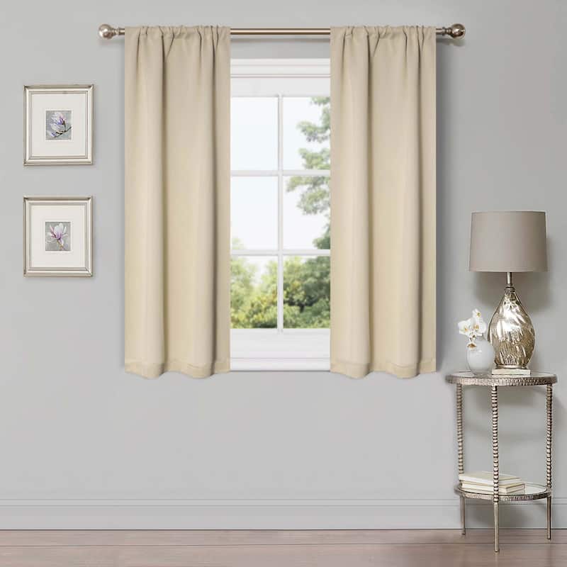 Superior Modern Solid Washable Room Darkening Blackout Curtains, Set of 2 Panels - 4PC- 26" x 63" - Ivory