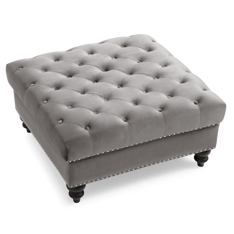 Nola Velvet Tufted Oversized Ottoman